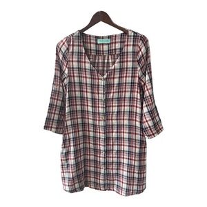 The NINES 100% Cotton Plaid Midi Dress Size S Women
